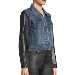 Rag & Bone Nico Zip-Front Denim Jacket w/ Leather (XS)